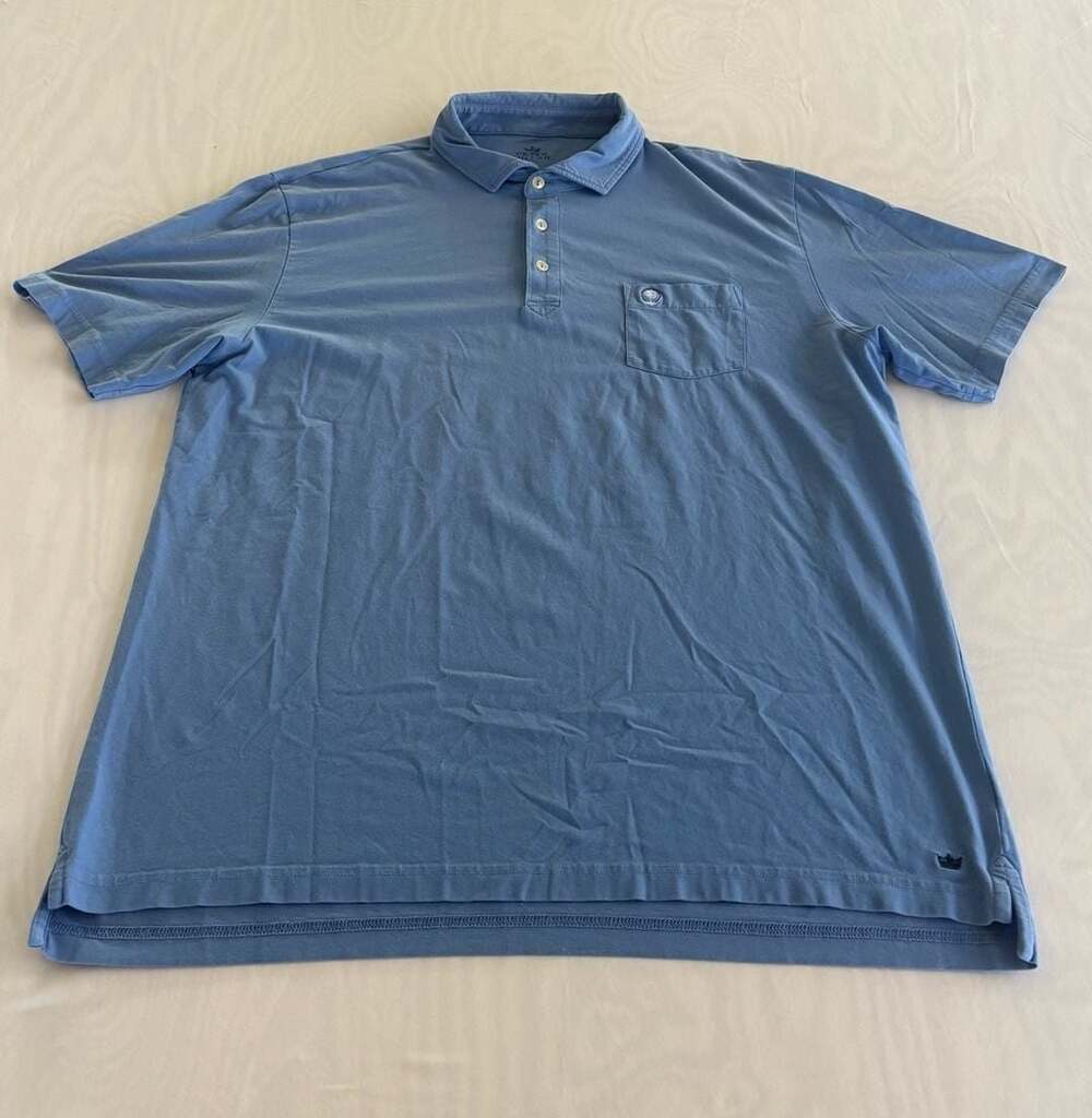 Peter Millar Seaside Wash Polo Shirt Blue Large Men's Pocket Golf